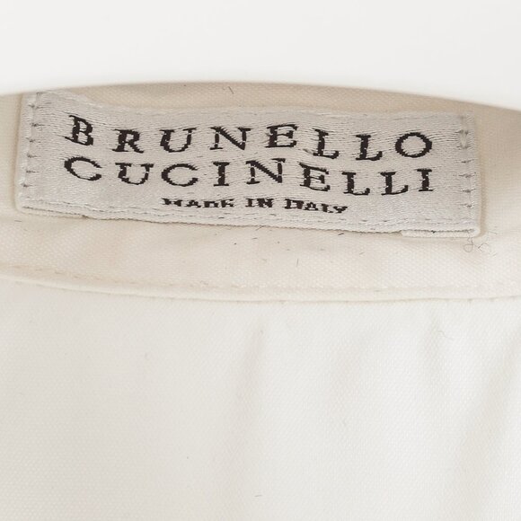 Brunello Cucinelli Ivory Cotton-Poplin Silk-Collar Short-Sleeve Shirt - Picture 7 of 10